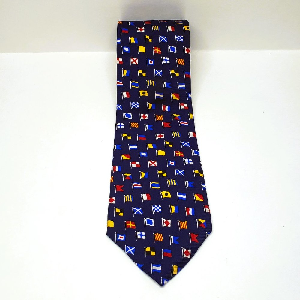 Alynn Neckware Tie A-Z International Country Flags Necktie 100% Silk USA Made